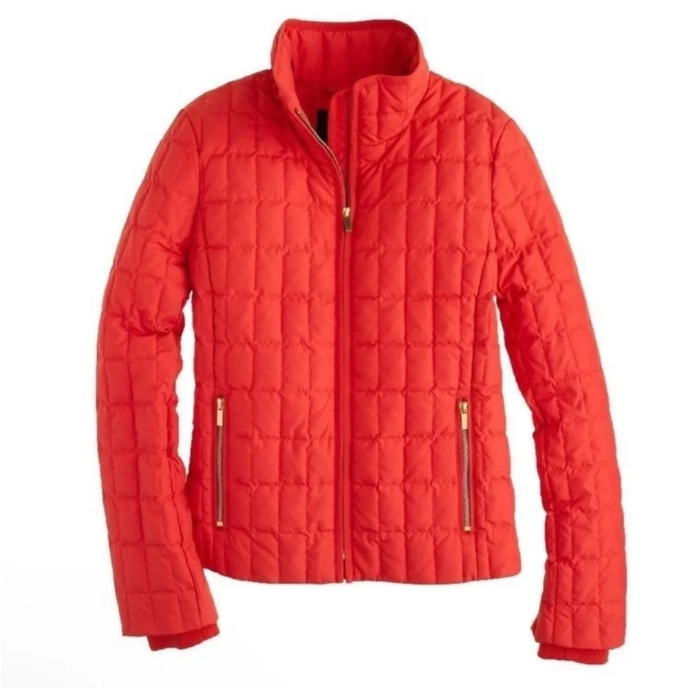 J. Crew Snowcap Quilted Down Jacket Full Zip Red Size Medium